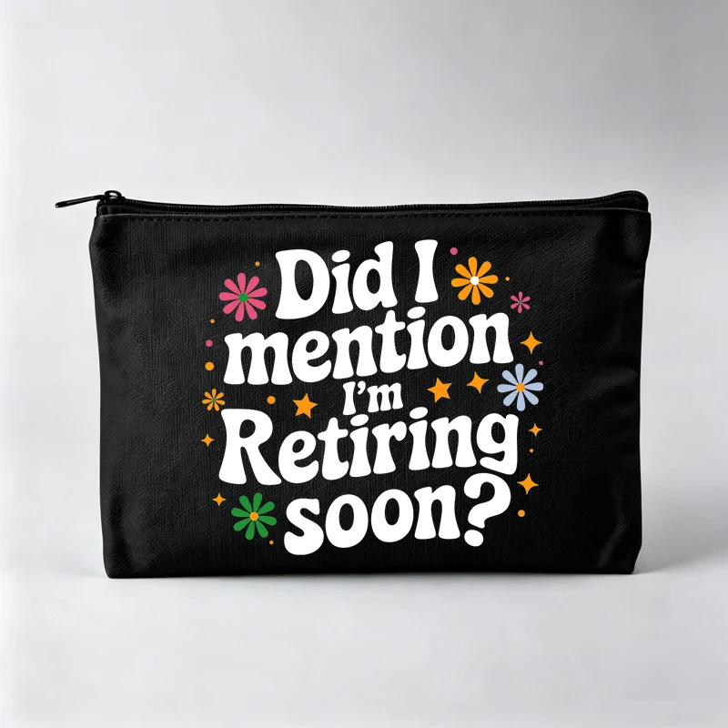 Women's Slogan Style Makeup Bag with Floral and Star Print, Zipper Cosmetic Pouch for Casual Use