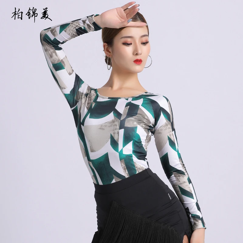 Latin dance shirt female new adult costume performance national standard dance competition modern dance clothes dance practice d