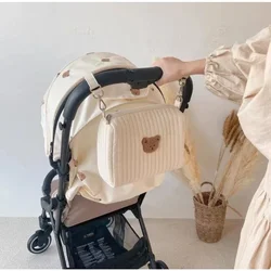 Embroidered mummy bag multifunctional bear diaper storage bag baby stroller hanging clutch bag