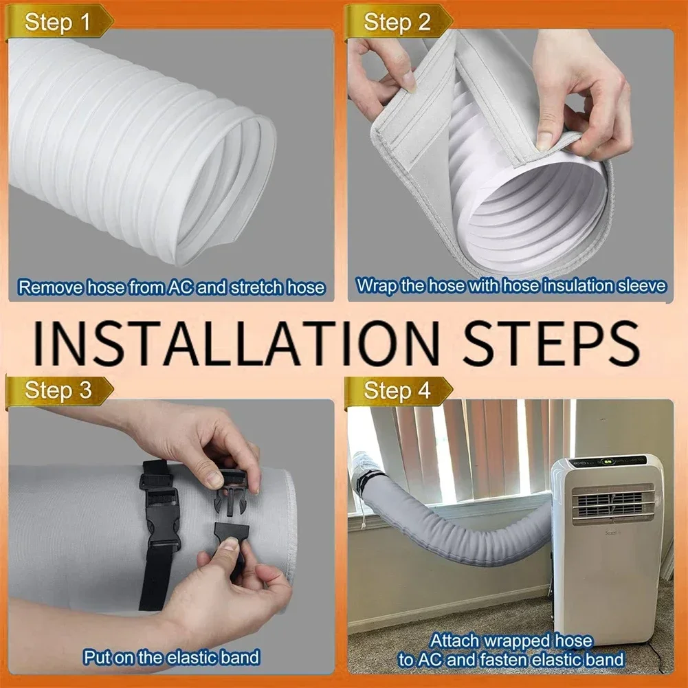 Portable AC Hose Insulation Sleeve Effective Duct Cover for Standard Exhaust Hoses 59 x 21 in for Optimal Cooling Results