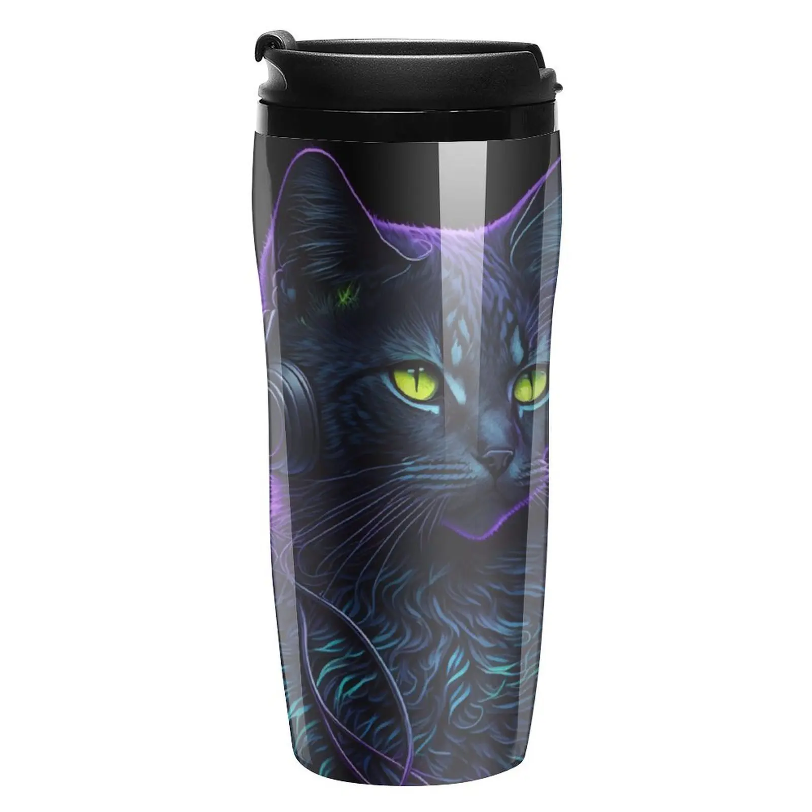 Black Cat Coffee Mug to Go Cool Animal Print Cold and Hot Heat Preservation Water Bottle Custom Gift Travel 350ml Plastic Cup