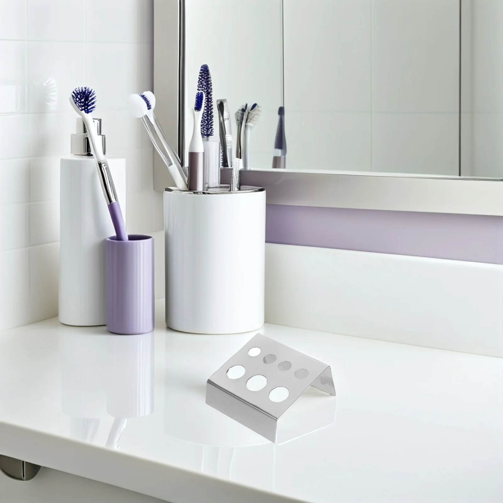 

6Pcs Stainless Steel Tattoo Ink Cup Holder Pigment Organizer 7-Hole Ink Cap Rack for Tattoo Color Mixing Supplies