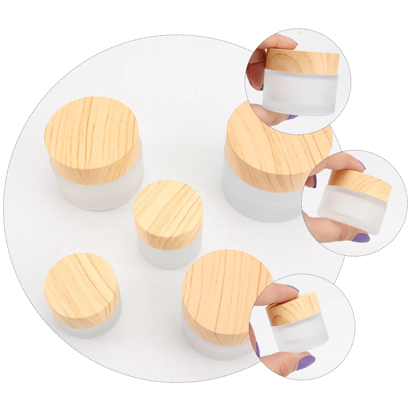 5Pcs Portable Travel Bottles Mini Containers for Creams Shampoo Shower Gel Safe Glass Material Refillable Sample Bottles