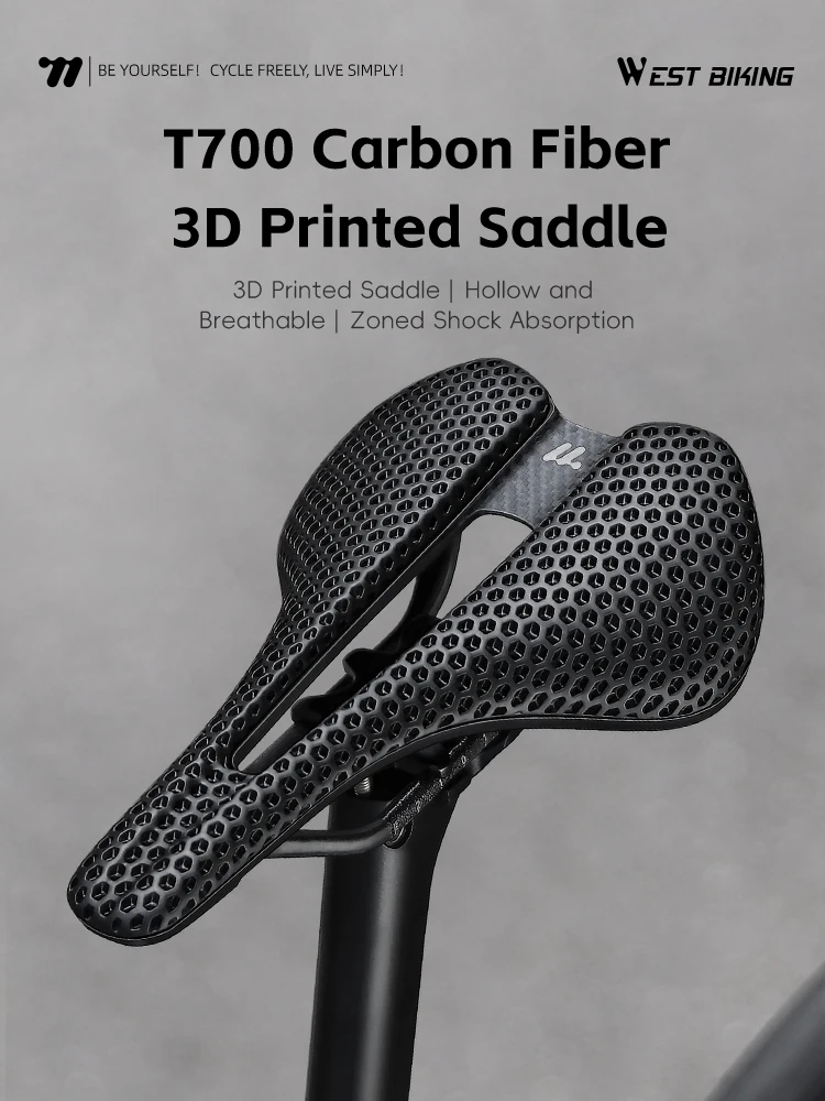 AliExpress West Biking WEST BIKING 3D Printed Bicycle Saddle Hollow Breathable Ultralight Bike Cushion Honeycomb Shock Absorption Racing Cycling Seat