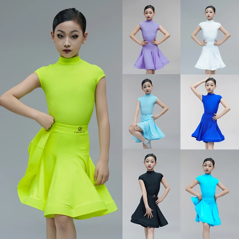 

Children'S Ballroom Dance Competition Costume Girls National Standard Latin Dance Dress Kids Sleeveless Practice Wear DW10156