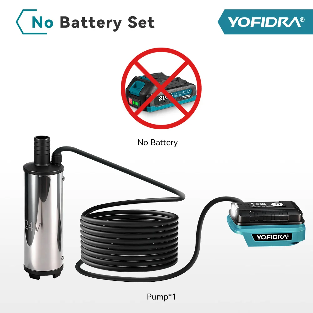YOFIDRA 60W Krachtige Elektrische Waterpomp 50-80 L/min Oliepomp Tankpistool Dompelpompen Autopomp Voor Makita 21V Batterij Pin