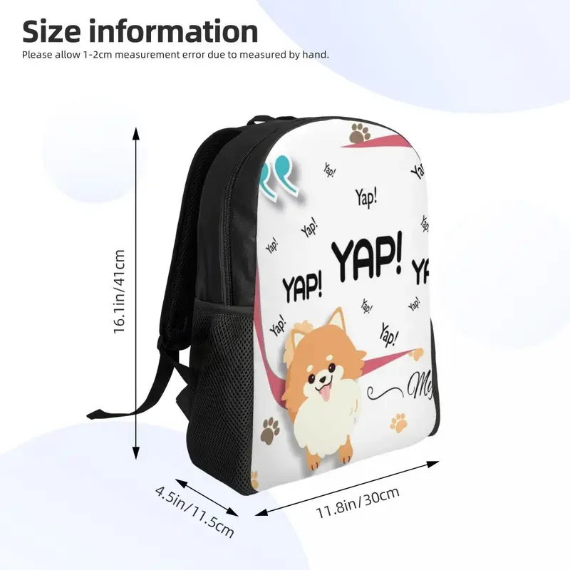 Pomeranian quotes yep yep barking laptop backpack women men fashion bookbag for college school students cartoon Spitz dog bag