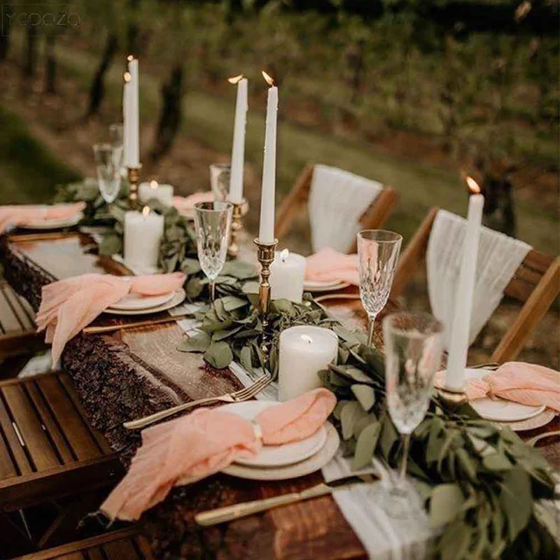YEPQZQ Wedding table decor Gauze cheesecloth dinner napkins set 10 Muslin hand dyed frayed rustic barn light blue cloth napkins