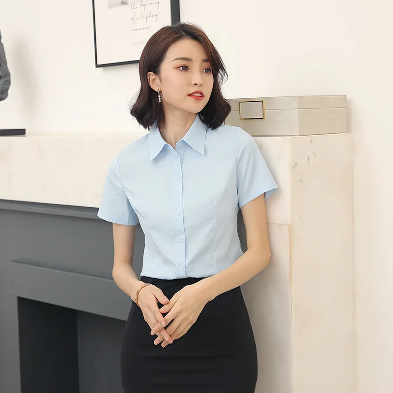 

White shirt women's professional work clothes slim stretch blouse