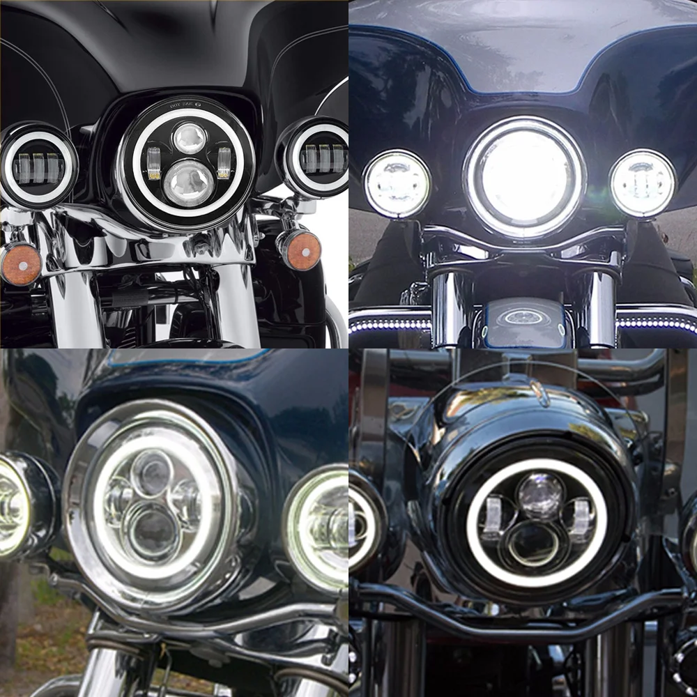 Universal 7 Inch Led Car Motorcycle DRL H4 Headlamp For Harley Yamha Honda 7" Headlight image 5