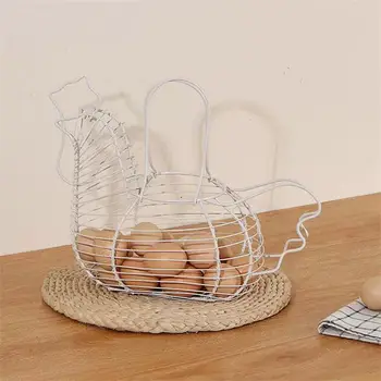 Železný umělecký úložný koš na vejce, držák na vejce ve tvaru kuřete, držák na vejce pro domácnost, zeleninu, ovoce, nádobu na organizér, stojan na košík 8 nejlepší prodej trojúhelníkové úložné koše - №6