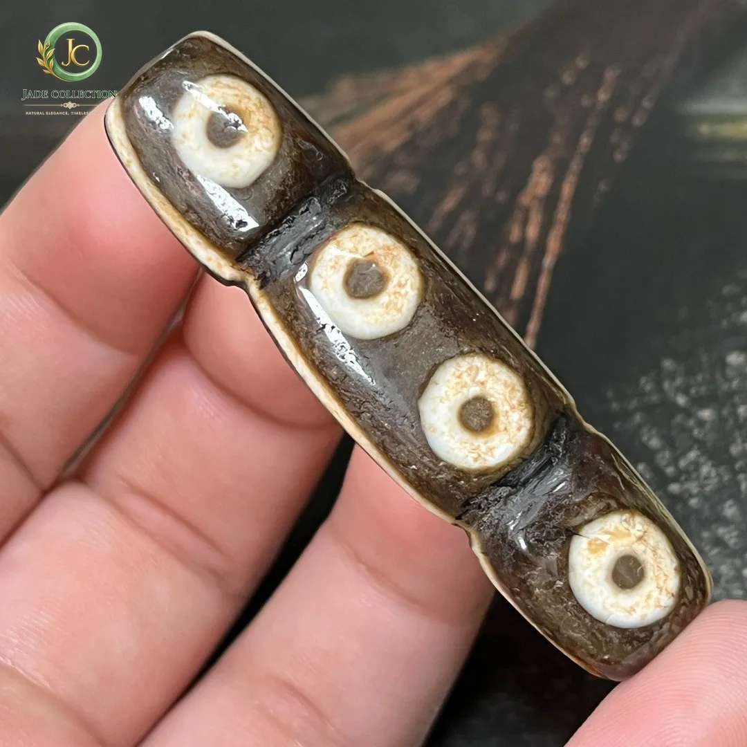 Magic Tibetan Old Agate DZi *8 Eyes* Bead Amulet pendant 55mm Z0414