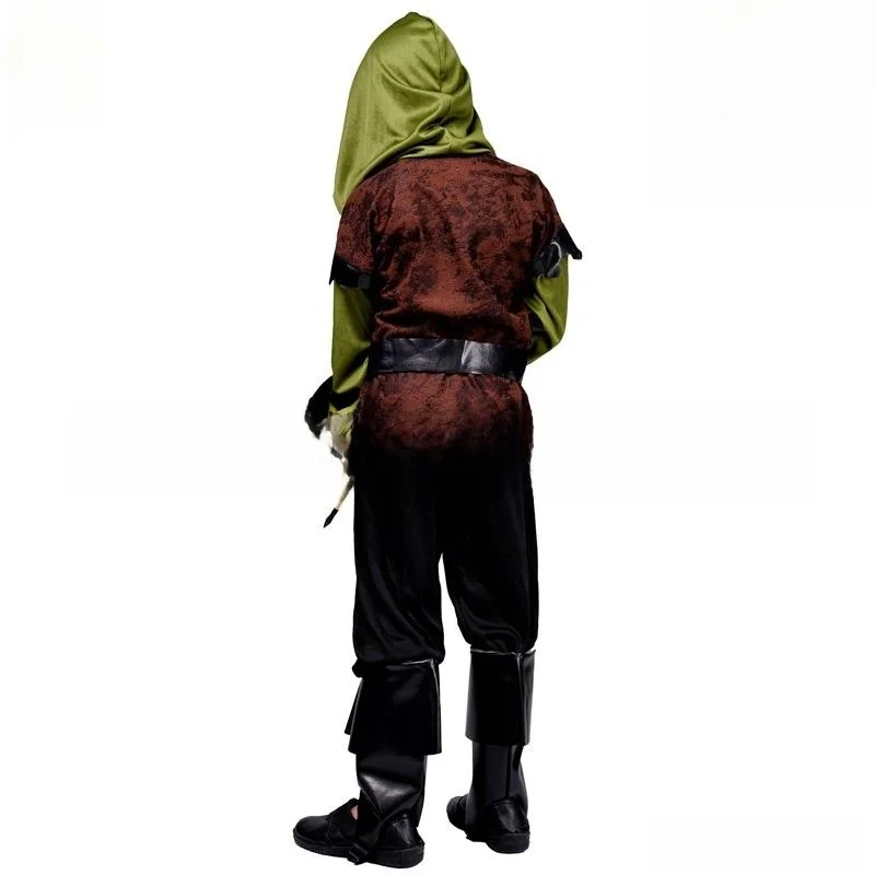 Fsia de Caçador Verde Militar para Crianças, Traje para Festa de Interpretação, Baile de Máscaras e loween