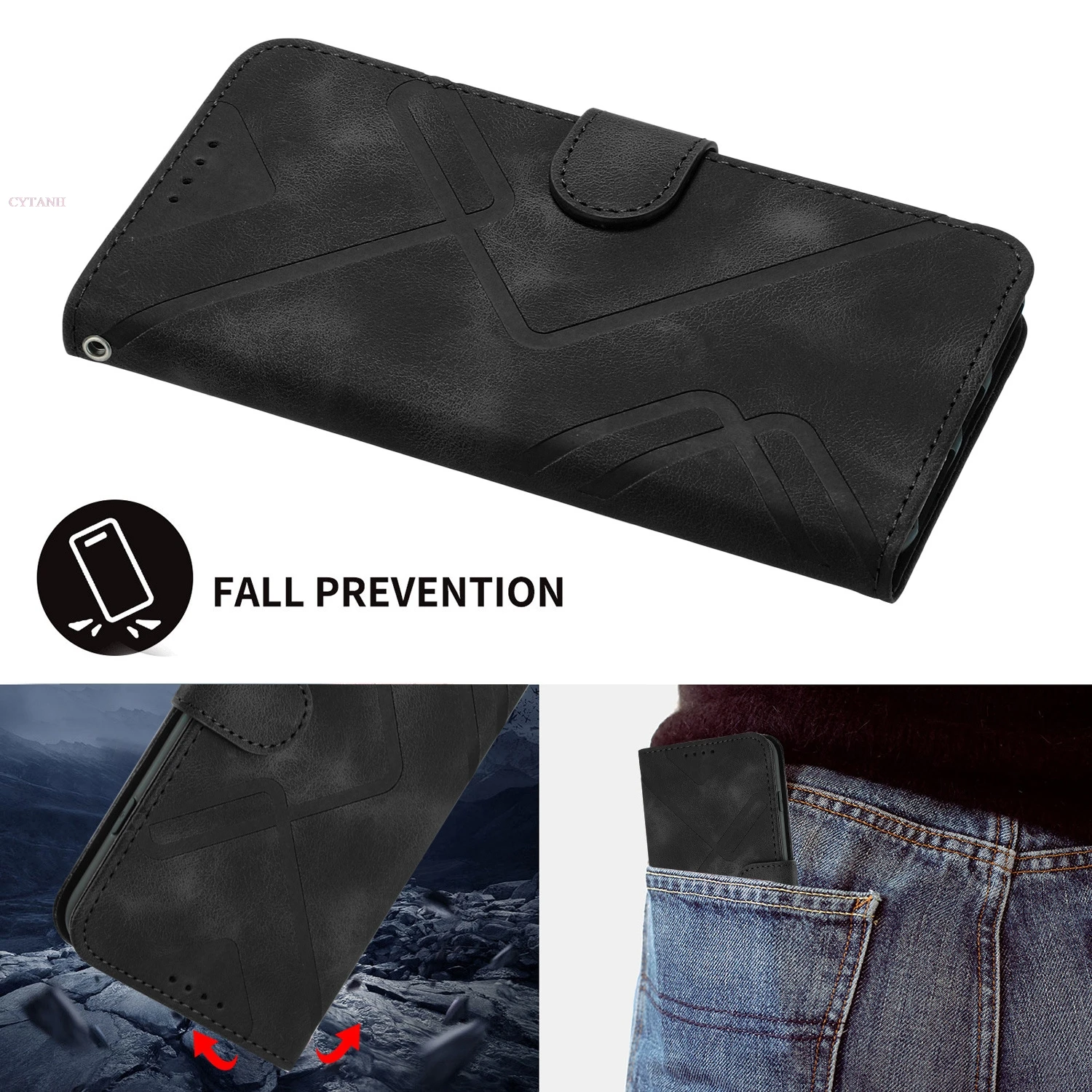 

Флип-чехол с ремешком на запястье для OPPO A18 A17K A17 A16K 16E A16 A15S A15 A12 A11S A11 A9 A8 A7 A5 A3 A1 Кожаная сумка с 3 картами Cpver