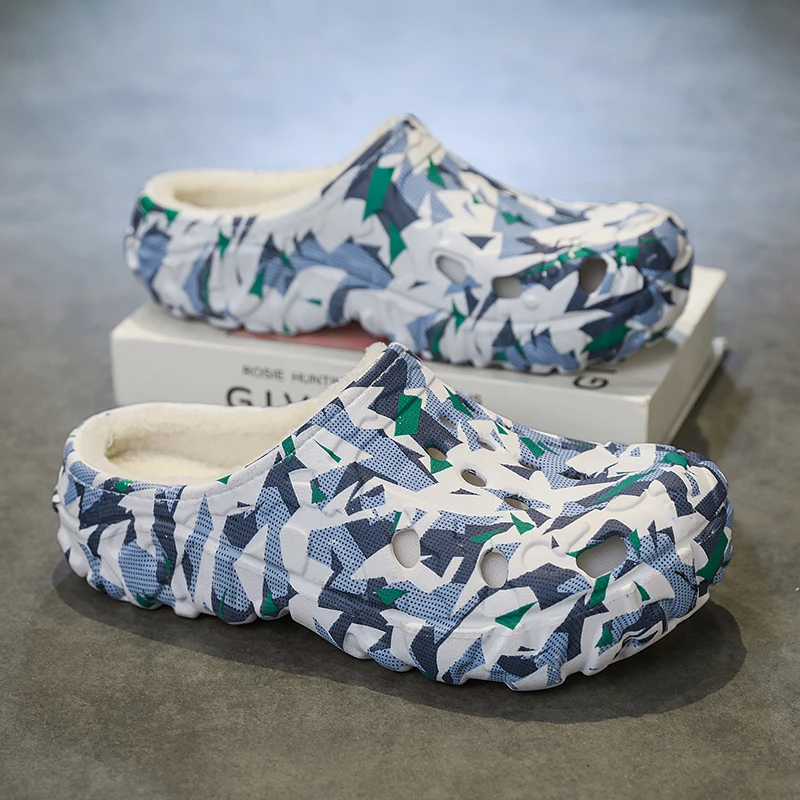 Winter Couple Clogs Fleece Lined Slippers Half Shoes for Men Women Fur Indoor Closed-toe Casual Shoes Plush Slides Sandal 2025
