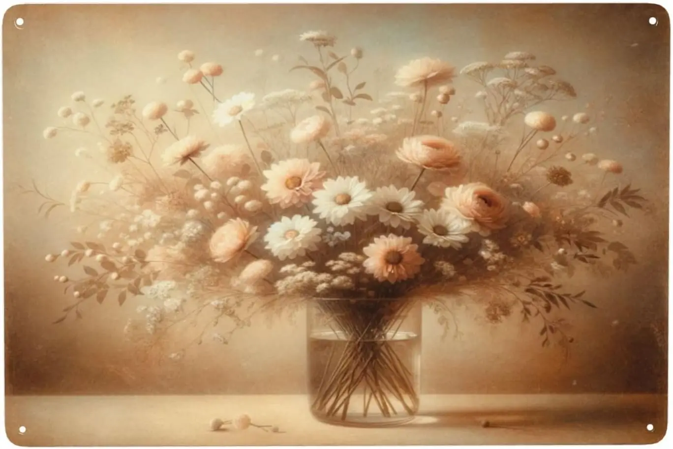 Antique Elegance Floral Metal Tin Sign Timeless Bouquet Art - Rustic Wall Decor for Living Room, Kitchen & Garden yard  goo s