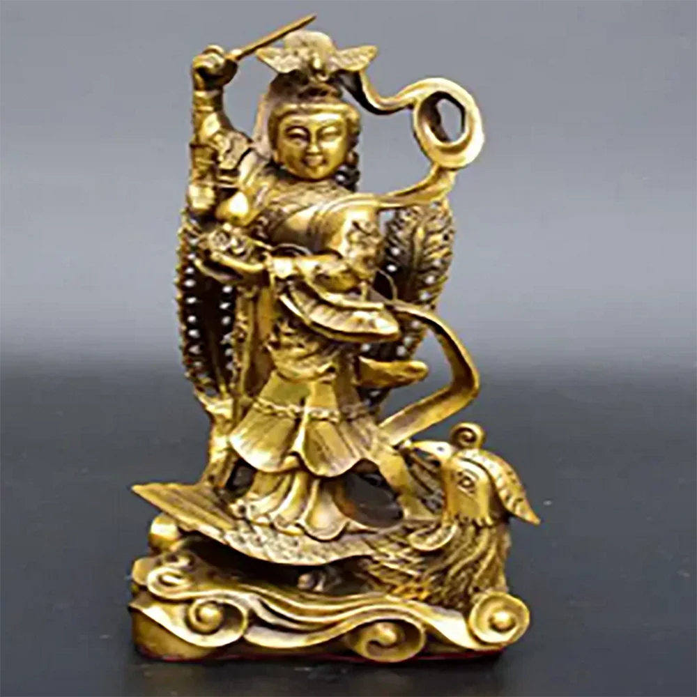 Copper Statue Antique Pure Copper Brass Nine Days Xuannu Statue Nine Days Virgin Statue Handicraft Ornament