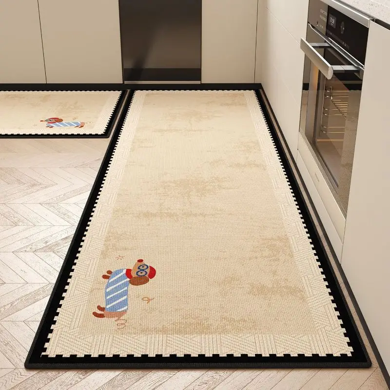 VIKAMA Cute Sausage Dog Kitchen Mat, Oil Resistant Non Slip Splash Proof Cushioned Floor Mat for Sink and Stove Area Decor