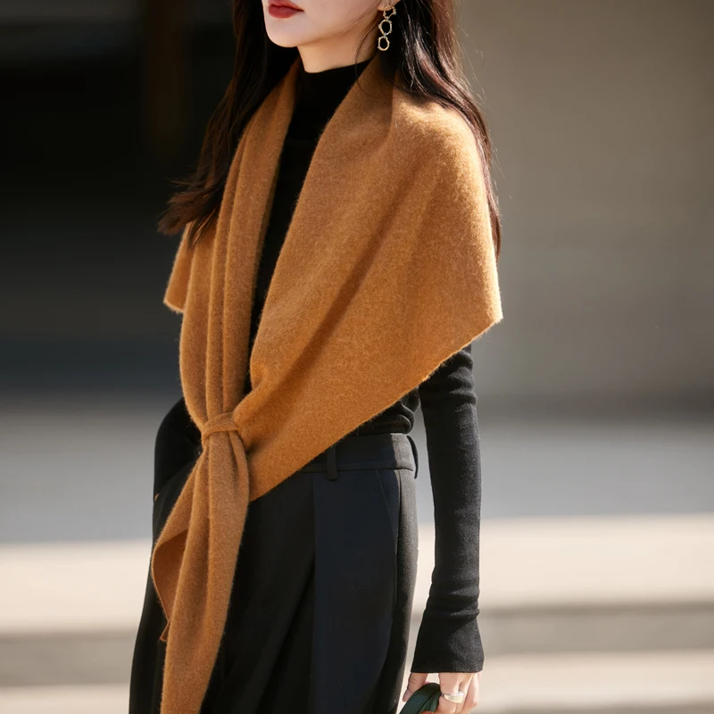 

Women Wool Shawls Spring Autumn Winter Cross Shawl Warm Versatile Big Scarf 100% Merino Wool Knitwear Fashion Triangular Shawls