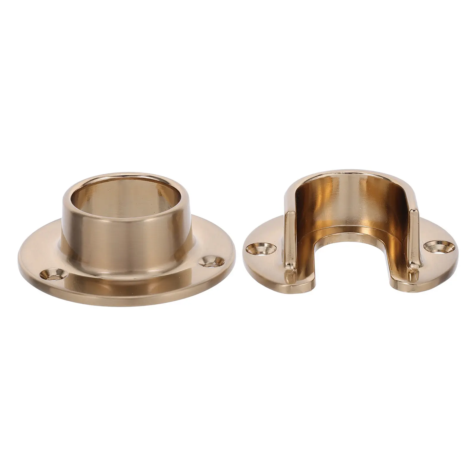 1Pair Heavy Duty Closet Rod Bracket Thick Stainless Steel for 34Mm Wall Mount Wardrobe Rail Supports Clothes Curtain Rod End