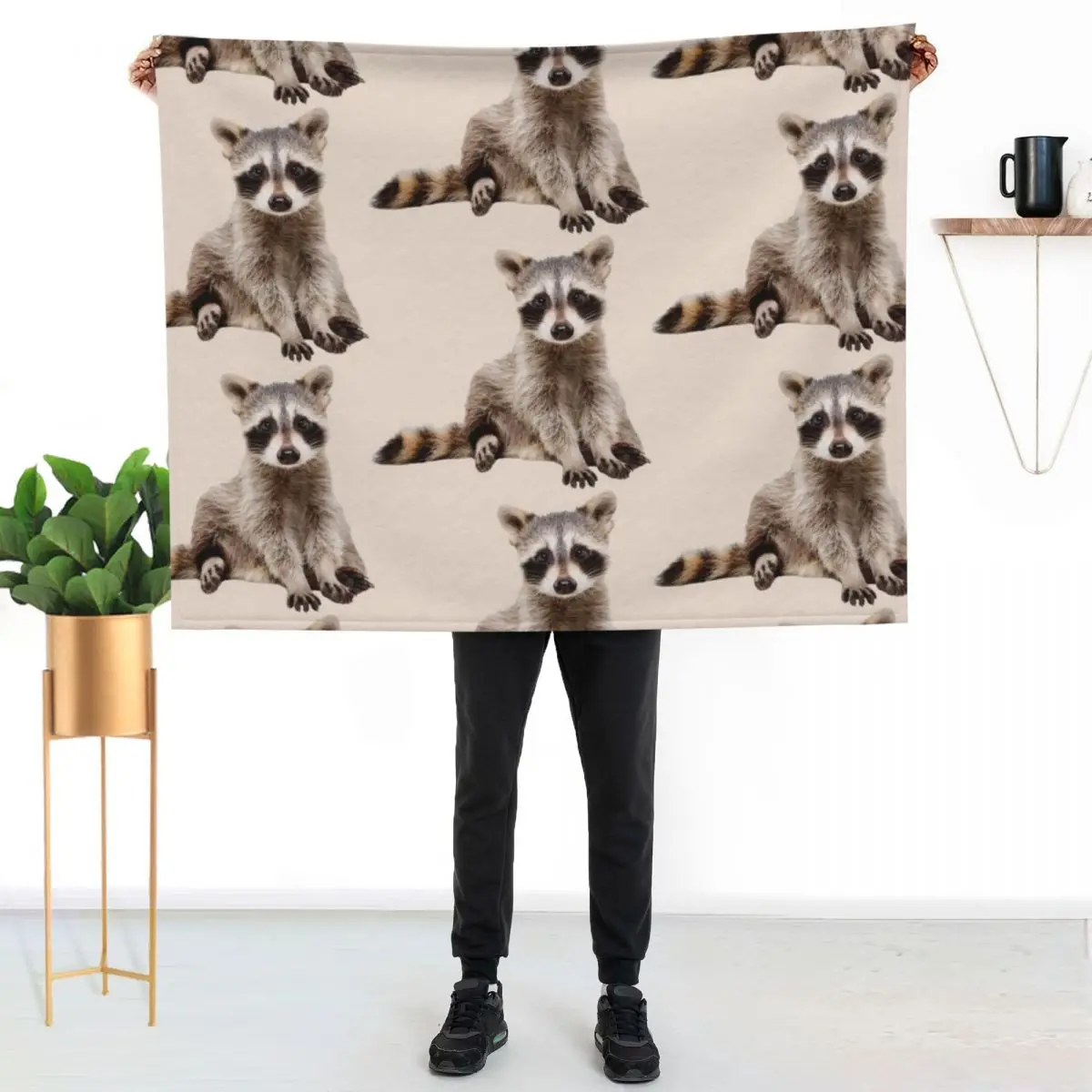 A Little Raccoon Sits Funny And Looks At You Throw Blanket Cozy Microfiber Throw Blanket for Home Bedroom