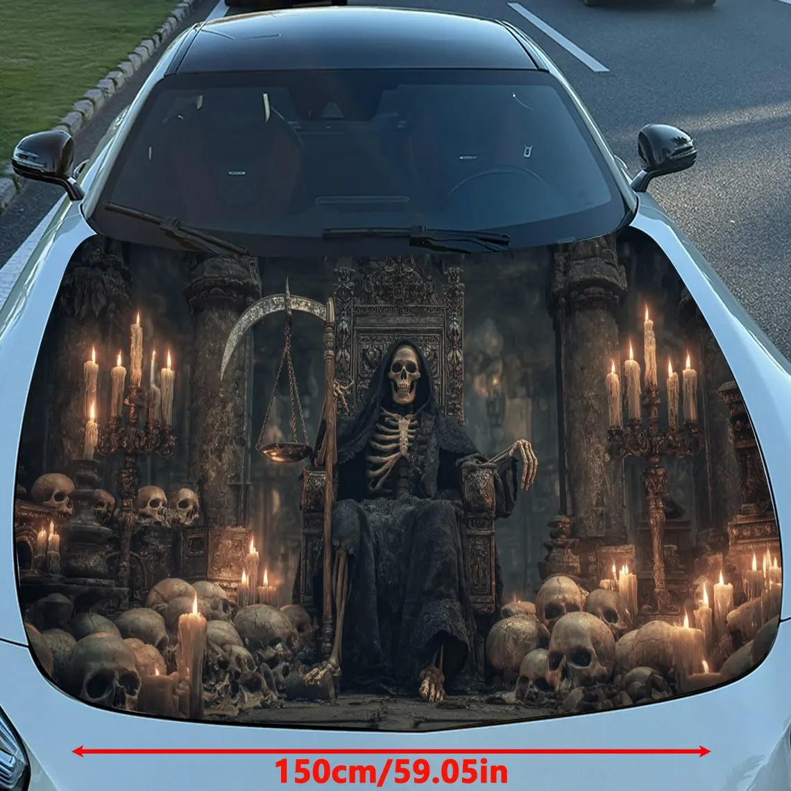 العرش القيثارة الله في ميرياد الشموع الجمجمة المجال سيارة الفينيل التفاف ، المواد البلاستيكية للماء غطاء السيارة ملصق ، خدش ذاتية اللصق
