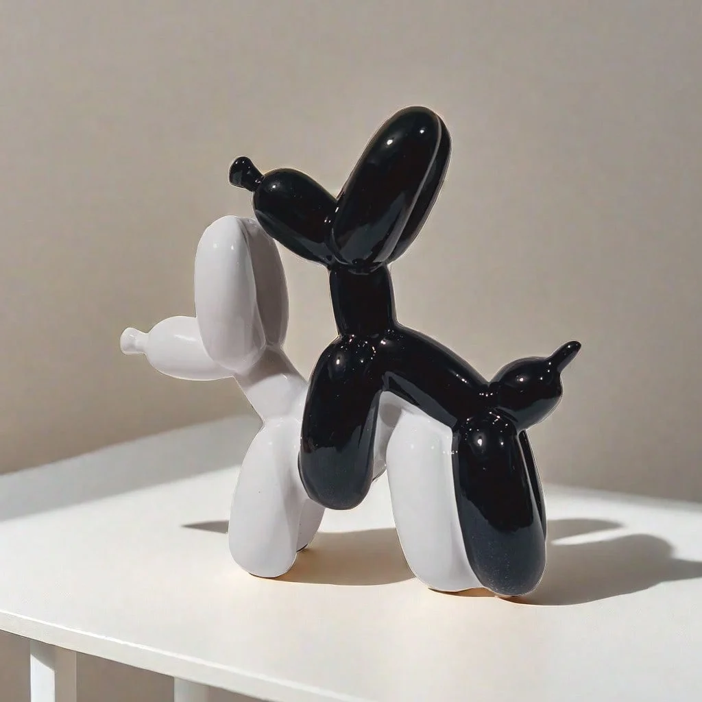 Resin Double Balloon Dog Figurines Abstract Ornament Creative Sculpt Home Decor Office Accessories Table Office Statue