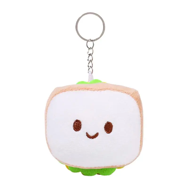 Cartoon Keychain Burger Sandwich Keychain Pendant Plush Bag Charm Adorable Plush Ornament For Backpacks Bags Keys Purse Bag Car