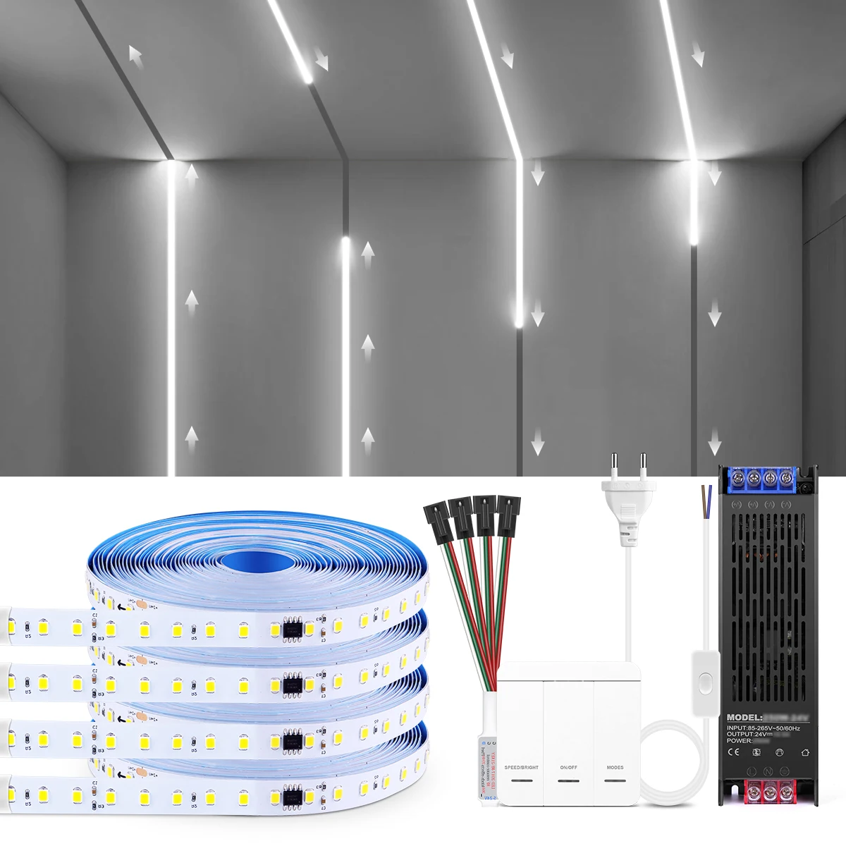 

5m/10m 1-4pcs WS2811 Horse Race LED Strip Light 120LED/M Smart Addressable Pixel Running Water Flow Chasing Flexible Linear Lamp