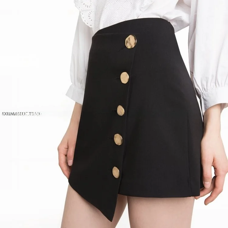 

Сводная юбка трапециевидной формы с высокой талией и асимметричными пуговицами, универсальная Sli Pixiemarket, Новое поступление, уличная юбка...