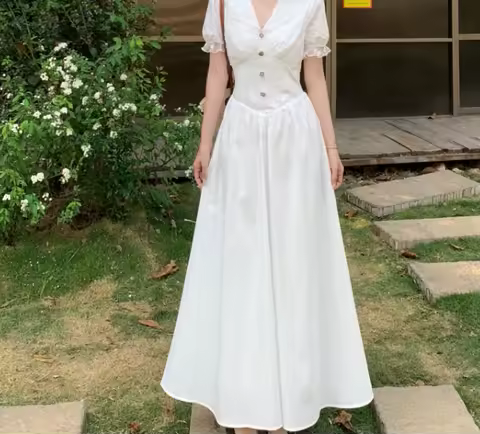 Elegant Vintage Elegant Single Breasted sweet Evening High Street Plus Size Clothing Long dress women clothing