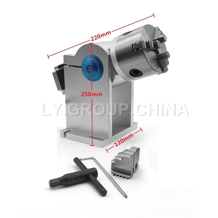 LY D80 D100 3 Claws Rotary Axis Diameter 80mm 100mm Max For Fiber Laser Carving Engraving Marking Machine Use Short