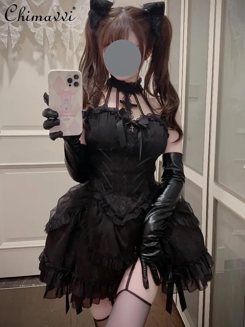 Lolita Style gothique foncé Halloween Cosplay robe de Style Ballet 2026 printemps été nouvelle fille Punk quotidien élégant robe courte bouffante