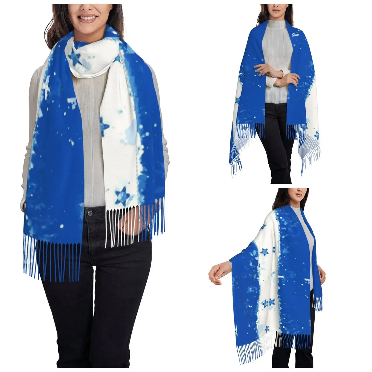 Women's Scarf with Tassel Honduras Grunge Flag Long Winter Fall Shawl and Wrap Daily Wear Pashmina Scarves