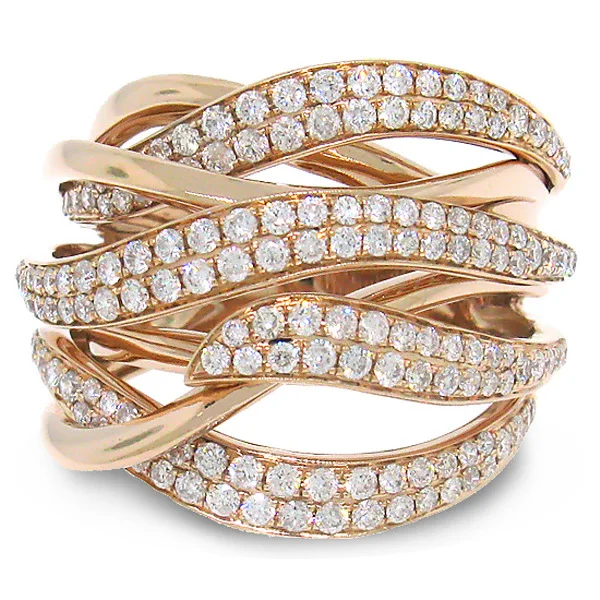 S925 sterling silver ring new full of diamonds zircon wrapped multi-layer rose gold