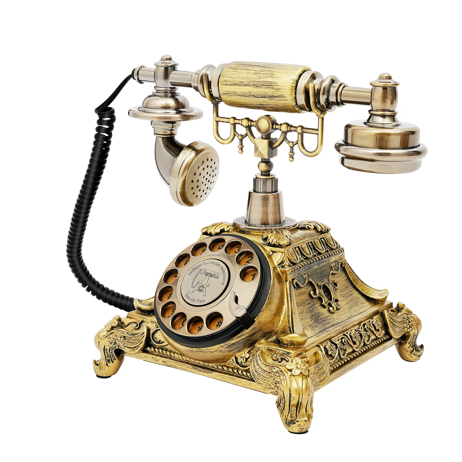 Retro-Telefon im europäischen Stil, altes Retro-Telefon, Schreibtisch-Telefon, antikes Design, Festnetztelefon, Vintage-dekoratives Telefon, Bronze