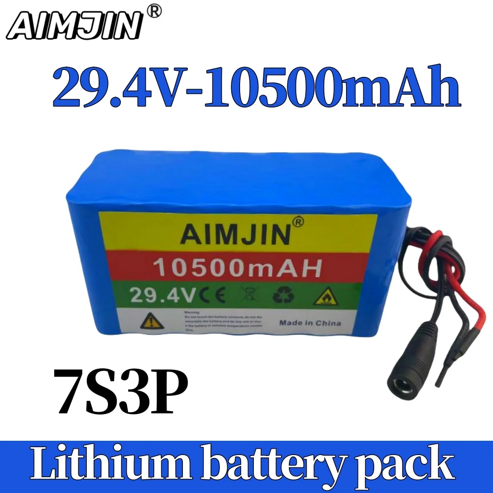 7S3P 29.4V 10500mAh 18650 Rechargeable Batteries 24V Lithium Battery Wheelchair Battery 7s3p Battery Pack for Bicycle + charger