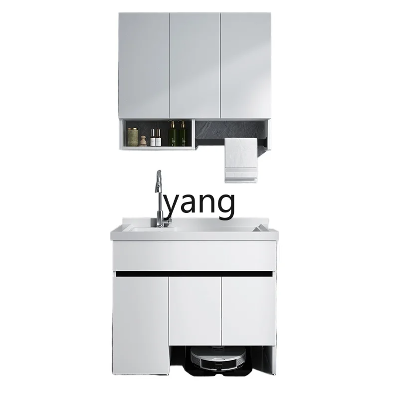 

LHH honeycomb aluminum balcony laundry cabinet simple laundry pool wash basin with washboard