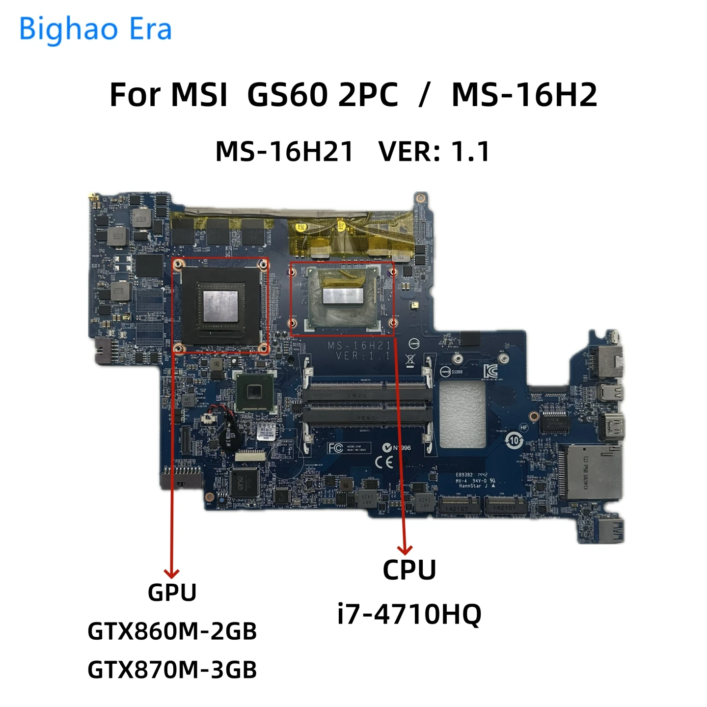 Imagem -01 - Placa-mãe Portátil para Msi Gs60 2pc Ms16h2 Ms-16h21 Vga Gtx860m2gb Gtx870m3gb Placa de Vídeo Ver:1.1 100 Novo