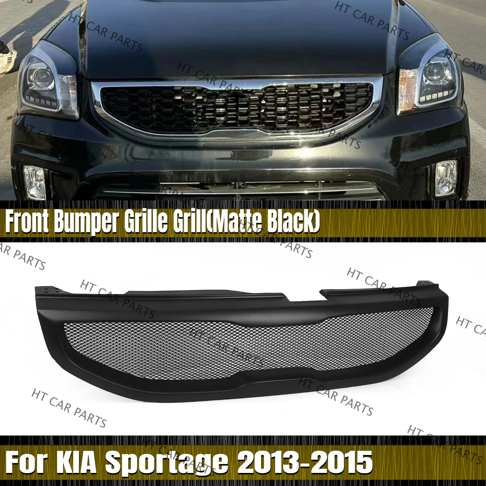 For Kia Sportage 2013–2015 2013 2014 2015 1 Piece Matte Black Honeycomb Style of Front Bumper Grille Mesh Grill