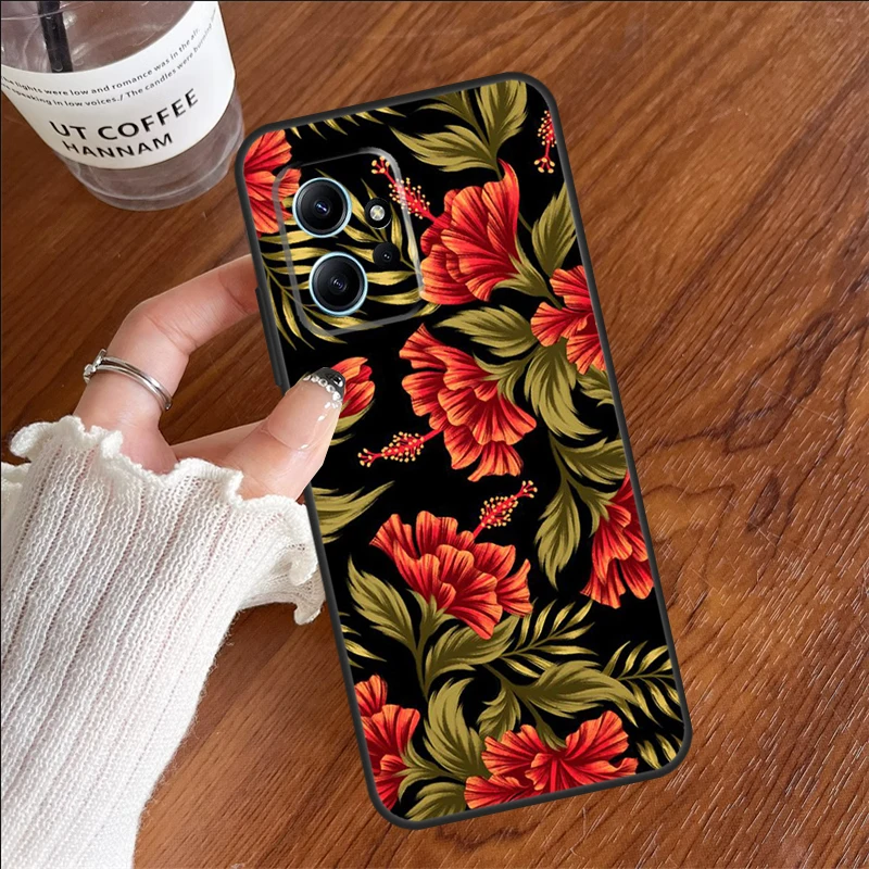 حافظة هجينة على شكل زهور الكركديه لهاتف Xiaomi Redmi 13C 14C 10C 12C Redmi Note 14 12 11 9 10 13 Pro 9S 10S 11S 12S