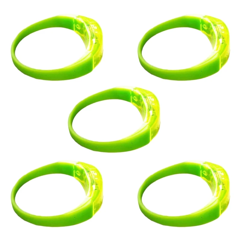 Voice Activated LED Bracelets, Flashing Silicone Bangle, Sound Control, Christmas Bar, Concert, Festival Party Supplies, 5Pcs