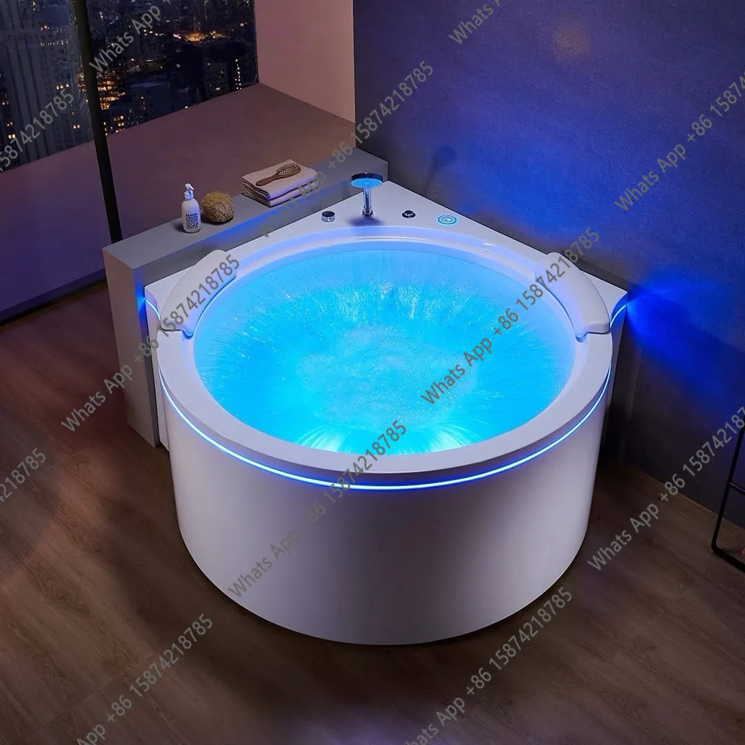 Triangular fan-shaped bathtub Home villa Massage Double deep bubble acrylic constant temperature waterfall lantern bubble tub