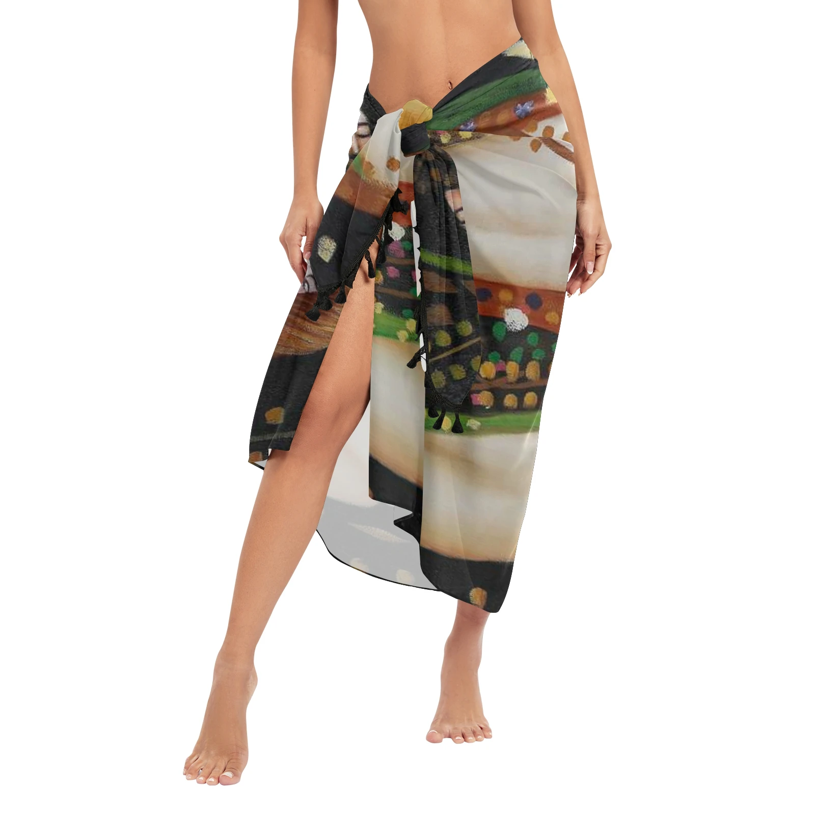 Classic oil painting Twill cotton Pareo Beach Cover-Ups Women  Beach Dress Bikini Bathing Swimwear Cover Up snow Sarong Scarf