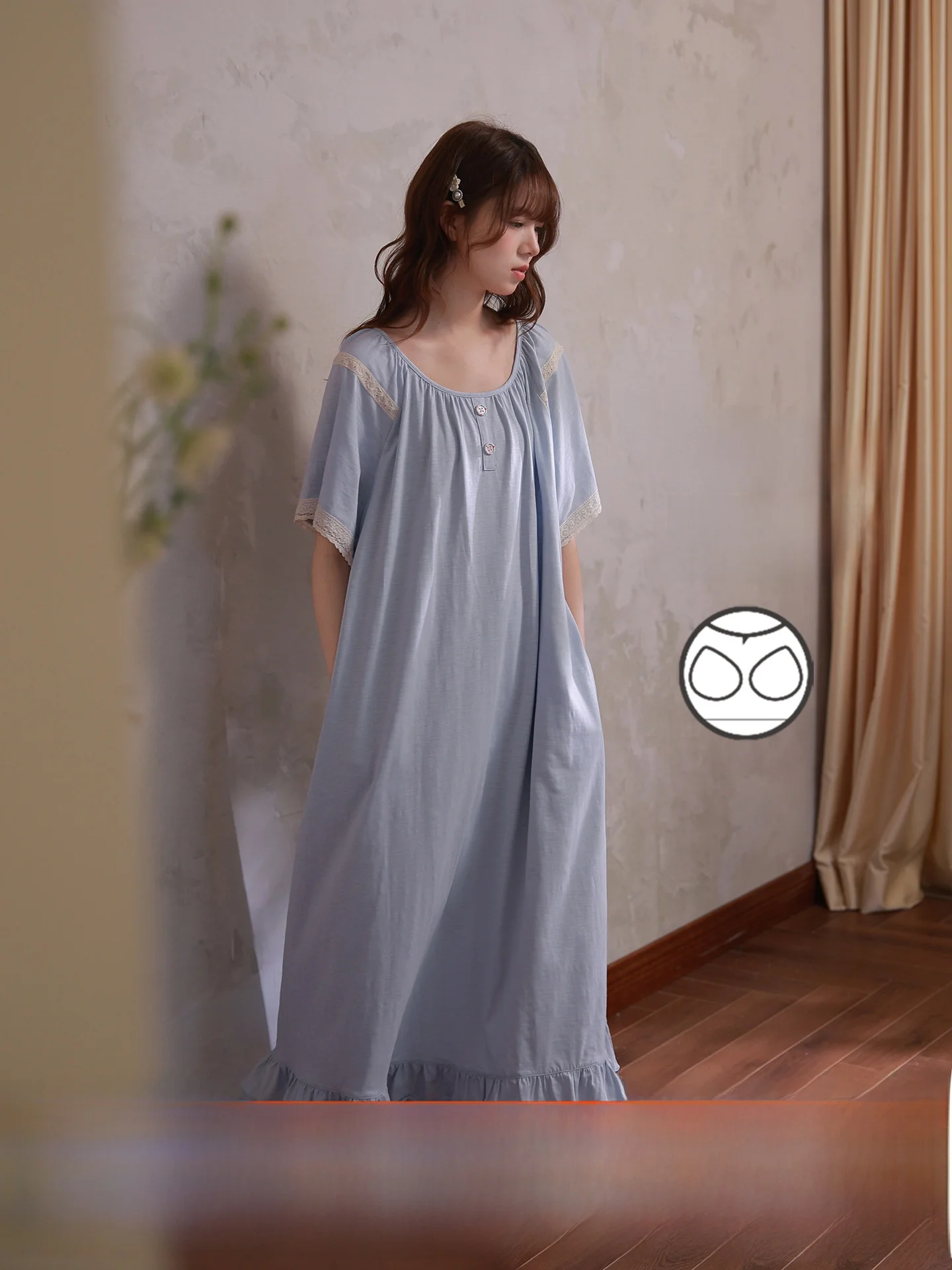 mrs-silk-bamboo-pure-cotton-sleepwear-women's-summer-unique-beautiful-with-chest-pad-pregnant-women-can-wear-outdoor-nightgown