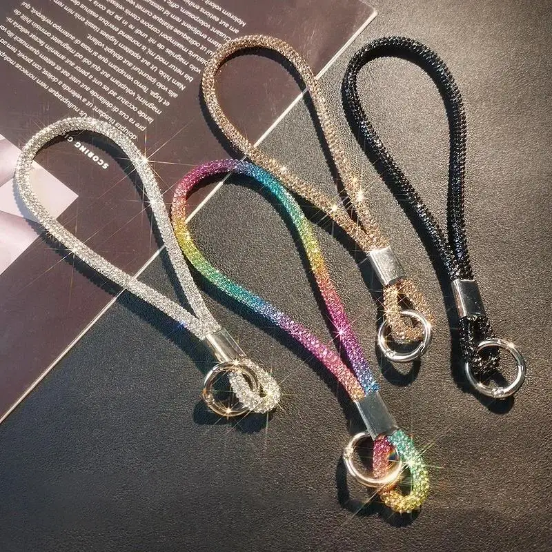 Luxury Mobile Phone Crystal Wrist Straps Glitter Rhinestone Phone Ziai Lanyard Keychain Hanging Anti-lost Rope Fashion Accessory