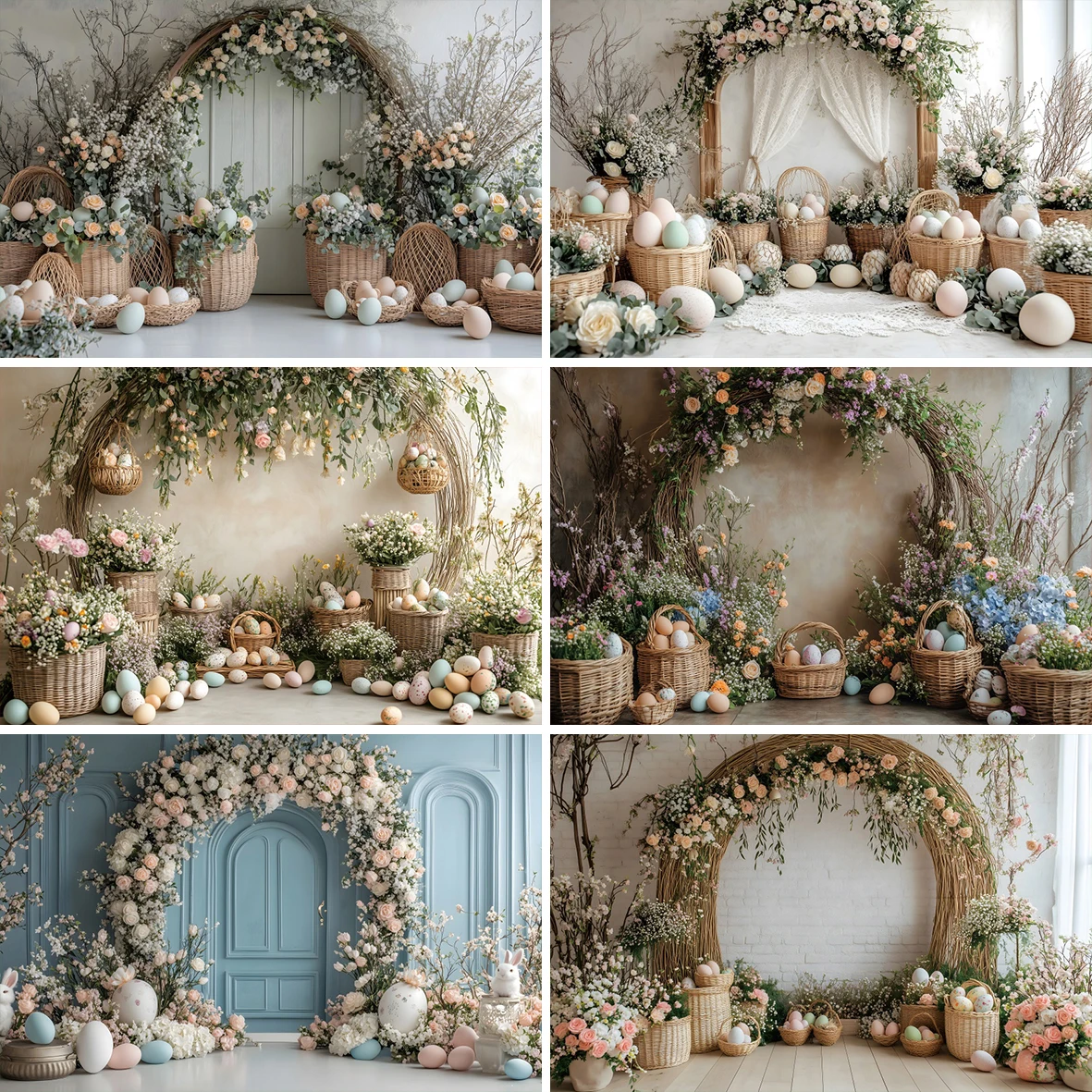 خلفية تصوير لعيد الفصح السعيد، بيض عيد الفصح، أوراق خضراء مقوسة، زهرة استحمام الطفل، صورة داخلية، خلفية استوديو الصور