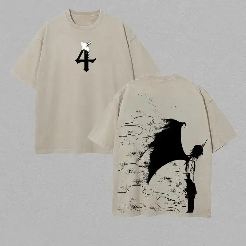 Ulquiorra Cifer BLEACH Clothing Men Short Sleeve Manga T-shirts Vintage Washed T Shirt Casual Cotton Tee Harajuku Male Tshirt