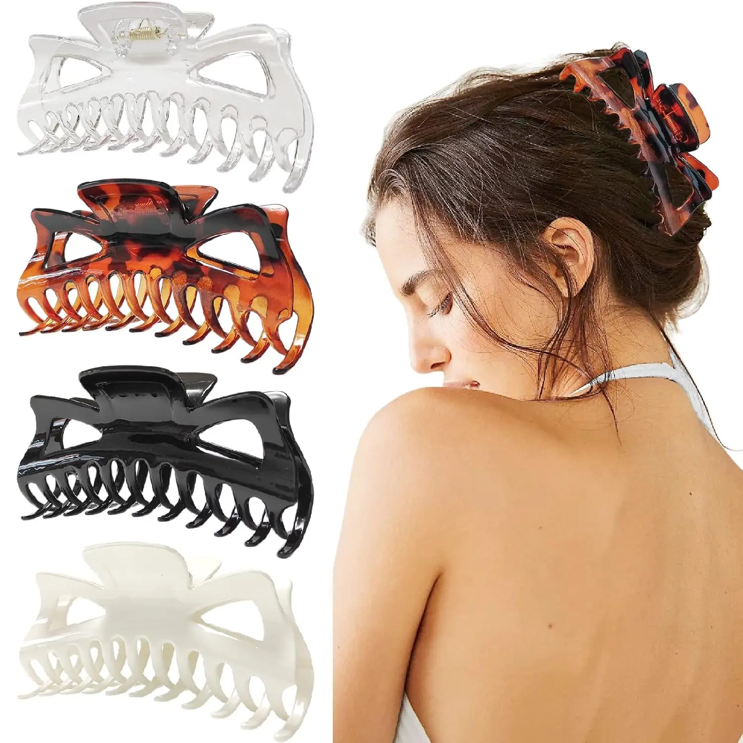

5.5” Large Hair Claw Clips, Big Hair Clips Enough to Hold Your Hair, Hair Clips for Women Thick Hair (Shiny-4pcs)