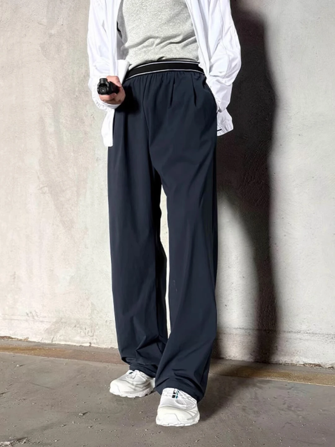 

Lightweight Cool Feeling Blue Men's Summer Thin Straight Leg Qui Dry Outdoor Elastic Sports Pants Casual Loose Fit Long Tro...